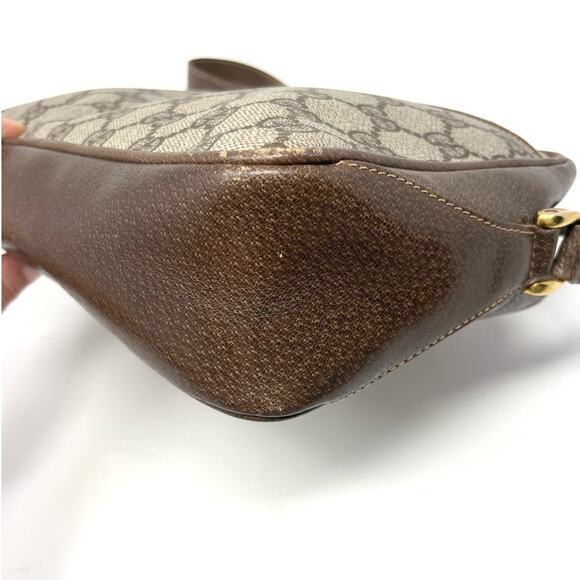 Gucci Vintage GG Monogram Logo PVC Leather Shoulder Bag Beige Brown - Picture 9 of 16